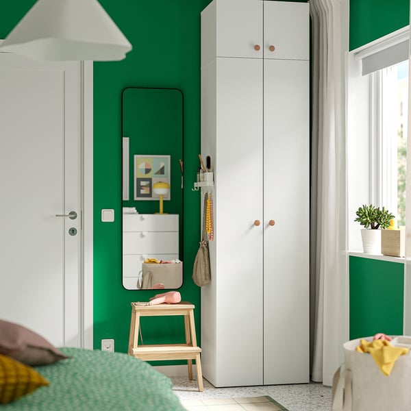 LASTARE Wardrobe combination, white/with height extension unit, 60x42x237 cm