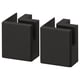 Two black wooden kitchen cabinet legs, solid ash, rectangular, with bevelled edges.