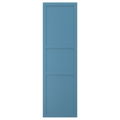 LERHYTTAN blue cabinet door with wooden frame and veneer panel, rectangular.