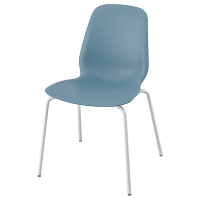 Blue LIDÅS chair with white metal frame, minimalist design.