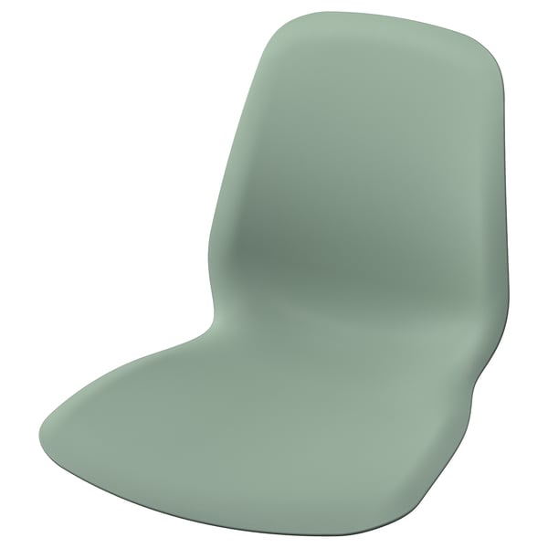Ikea LIDÅS chair, sage green, smooth plastic, curved shape.