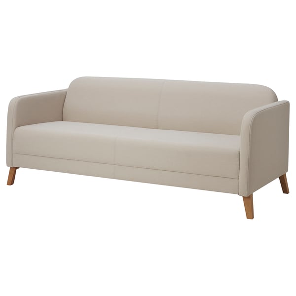 Ikea LINANÄS sofa, beige, modern design, wooden legs, comfy cushions.