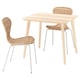 Natural wooden table and woven chairs set. Sturdy design, light wood tone, perfect for dining or study.