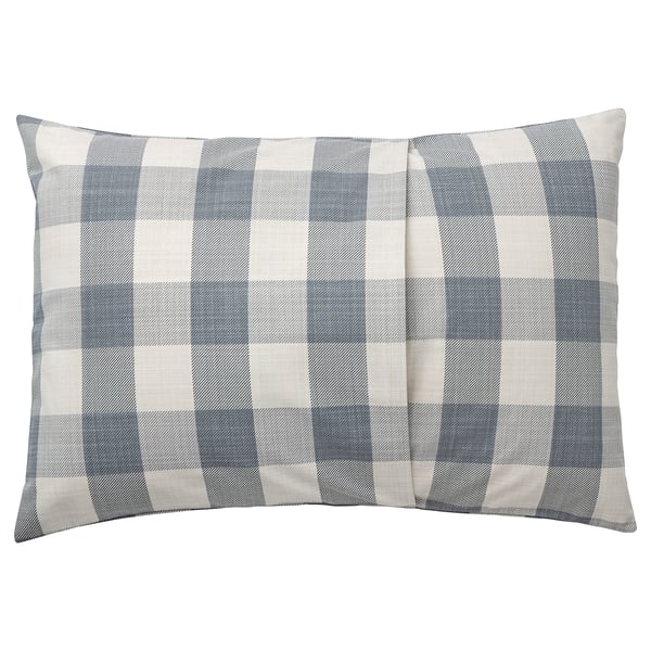 Rectangular pillow with grey and white chequered pattern.