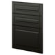 Black kitchen cabinet, modern, flat panel design, three drawers and one door with bevelled edges.