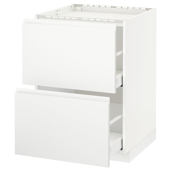 White METOD kitchen cabinet, modern minimalist design, drawers closed.