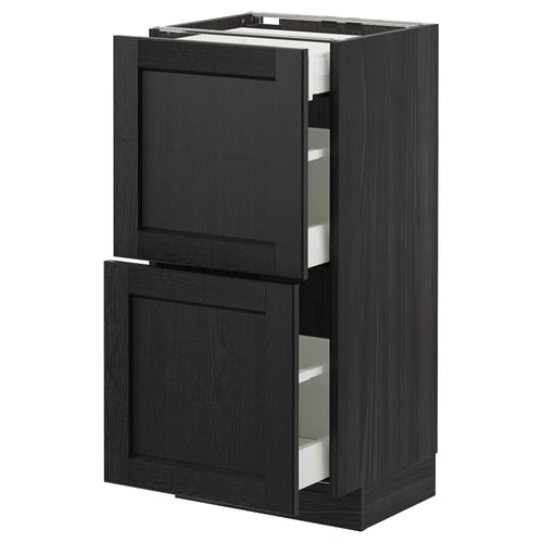 METOD kitchen unit in dark grey stained wood with two drawers and a door, modern design.