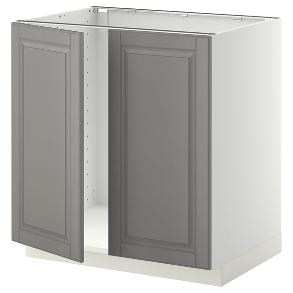 METOD kitchen cabinet, grey, rectangular, wooden, with bevelled edges, and white frame.