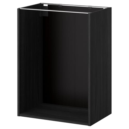 Black ikea METOD base cabinet, modern, square, particleboard, fiberboard, melamine surface.