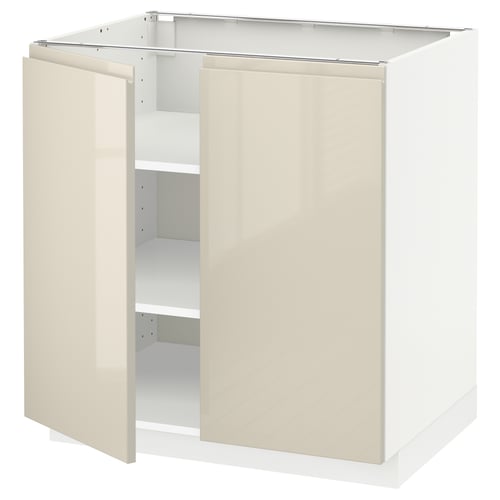 A modern white kitchen cabinet with glossy finish and sleek design from METOD system.