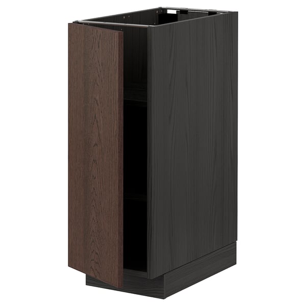 Ikea METOD dark brown wood cabinet.