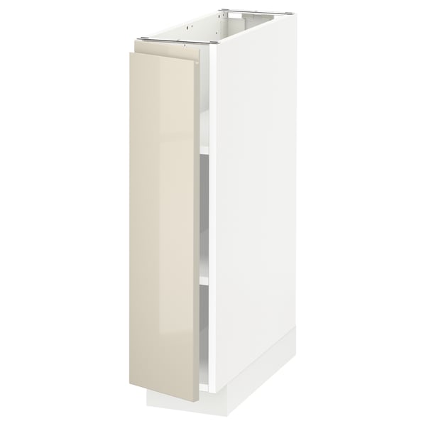 METOD kitchen cabinet in white with high-gloss beige door, rectangular shape.
