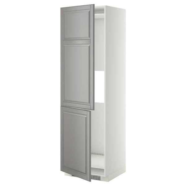 METOD kitchen cabinet, grey, tall, adjustable shelves, bevelled edges.