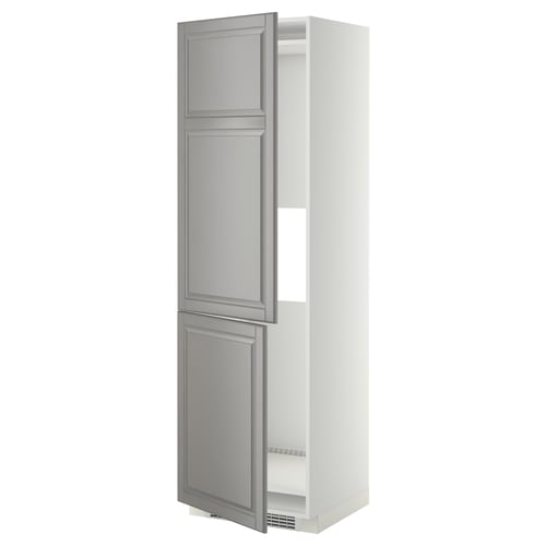 METOD kitchen cabinet, grey, tall, adjustable shelves, bevelled edges.