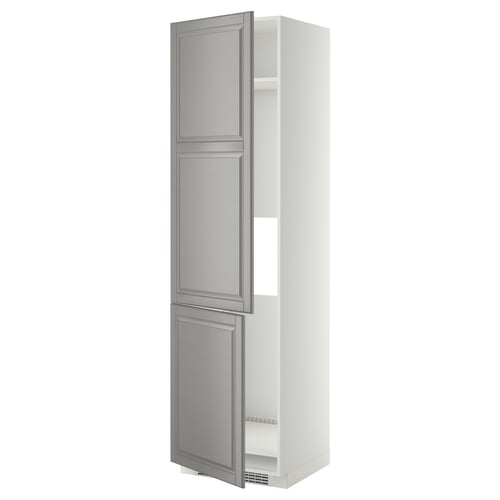 IKEA METOD grey cabinet, tall, white & grey, adjustable shelves, bevelled doors.