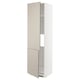 Open beigecabinet with white frame, two doors, vertical.