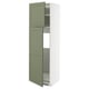 METOD kitchen cabinet in grey-green with two adjustable shelves and white frame.