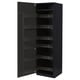 A modern black METOD kitchen cabinet with pull-out shelves and a sleek design.