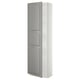 METOD grey cabinet, slim, tall, bevelled doors, white shelves.