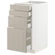 METOD kitchen unit in beige with multiple drawers and shelves.
