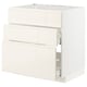 METOD kitchen unit, white, 3 drawers, modern, glossy finish.