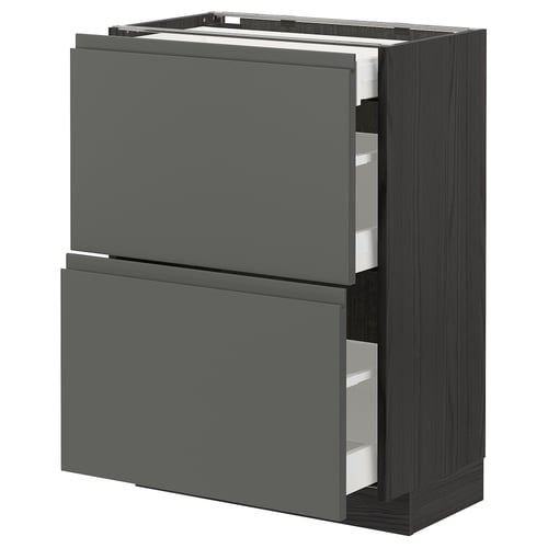 METOD kitchen unit in dark grey with two large drawers, modern design, self-closing drawers.