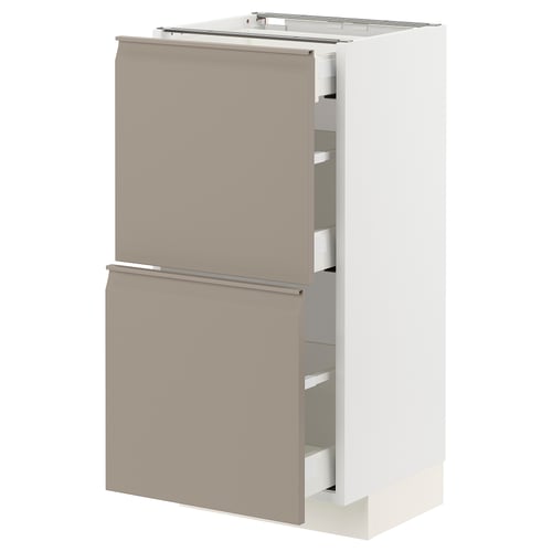 METOD kitchen unit in beige with two drawers and shelves.