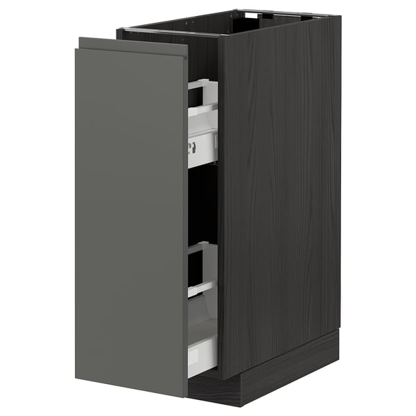 METOD dark grey kitchen cabinet with pull-out drawer; sleek & modern.