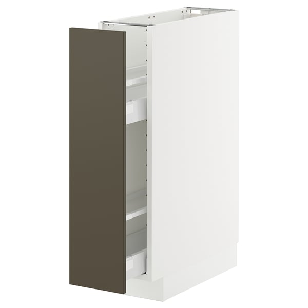 METOD kitchen unit. White with dark brown drawer. Rectangular shape, sleek design.