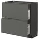 Grey METOD kitchen unit with dark wood grain and two drawers, modern design.