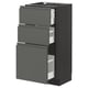 Modern kitchen unit with dark grey drawers. Sleek design, multiple compartments, and integrated handles.