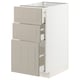 METOD kitchen unit, beige, with three drawers, sleek modern design.