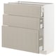 New METOD kitchen unit in beige with three drawers, sleek design, sturdy finish.