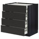Modern black kitchen unit with four drawers, sleek and minimalist design, sturdy particleboard construction.