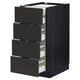 Modern black METOD kitchen unit with four drawers, sleek matt finish, square shape, and sturdy build.