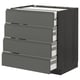 Modern dark grey ikea METOD kitchen unit with four drawers and sleek handles.