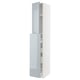 METOD high gloss grey kitchen cabinet with soft-close drawers.