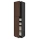 A tall dark brown wooden cabinet with two drawers and two shelves, part of the METOD kitchen system by IKEA.