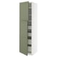METOD tall green cabinet, white shelves, grey-green door, modern design.