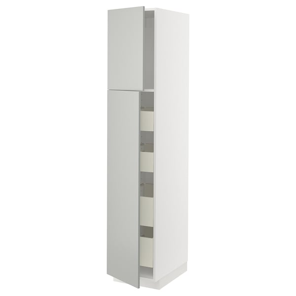 METOD kitchen cabinet in light grey with three shelves, rectangular, modern design.