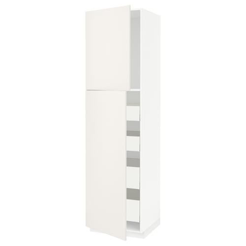 White METOD kitchen cabinet with smooth lines and multiple shelves.