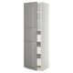 White and grey kitchen cabinet with adjustable shelves and soft-close drawer.