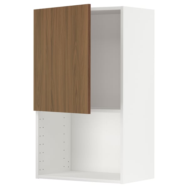 A modern, white kitchen cabinet with a wooden door, part of the METOD system.