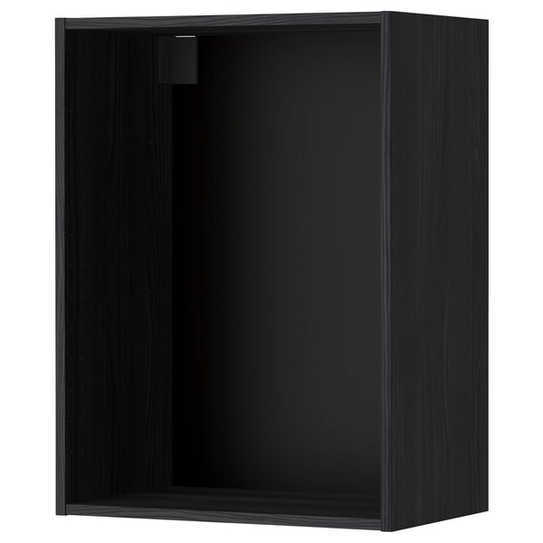 Black METOD wall cabinet, rectangular, wooden, no door, empty inside.