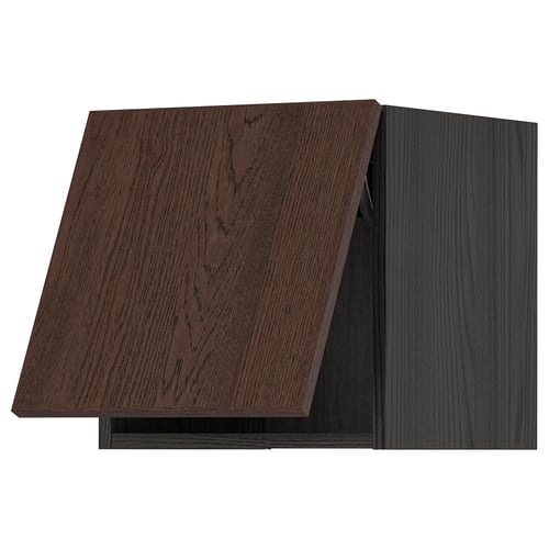 Ikea METOD kitchen unit with dark brown sinarp wood fronts, featuring solid wood edges and a sleek, rectangular design.