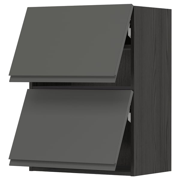Modern grey kitchen cabinet with sleek, dark look & integrated handles.