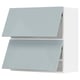 Grey-blue modern kitchen cabinet with sleek, high-gloss finish and rectangular shape. Two identical horizontal sections with minimalist design.