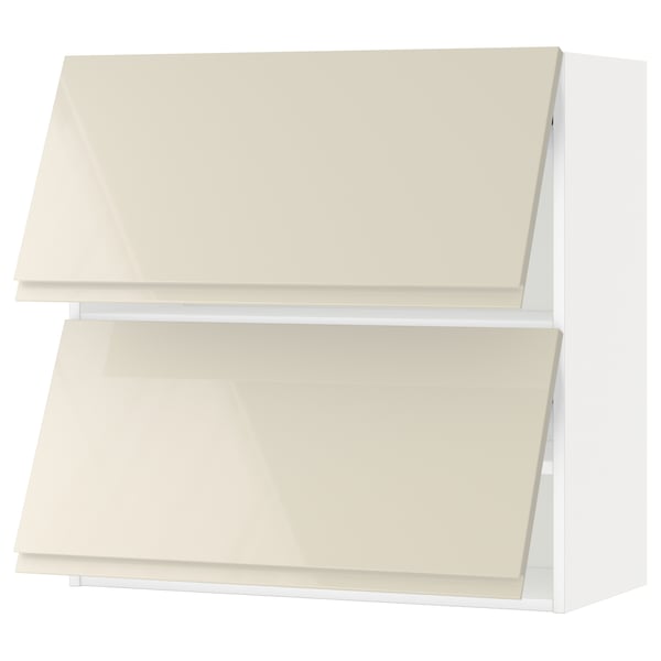 IKEA METOD cabinet, beige high gloss, rectangular with two doors.