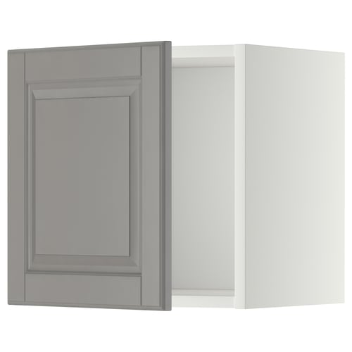 Modern grey kitchen cabinet with bevelled door.