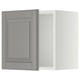 Modern grey kitchen cabinet with bevelled door.